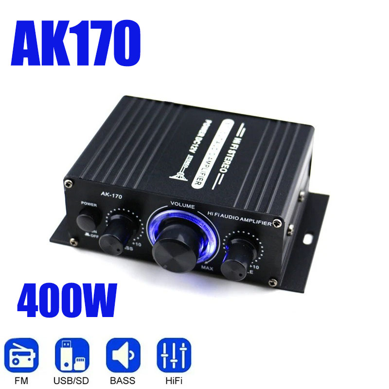 Audio Music Generator - AK170 Mini Digital Power Audio เครื่องขยายเสียงรถยนต์