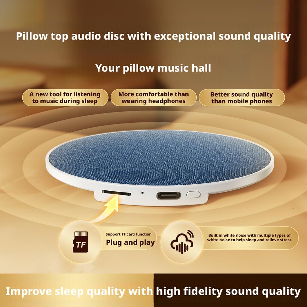 Audio Music Enhancer - หมอนลำโพงเสียงสีขาวสำหรับนอนหลับ ลำโพงบลูทูธขนาดเล็กสำหรับใช้ในบ้าน พร้อมระบบเสียงในตัวสำหรับฟังเพลง นิยาย และช่วยในการนอนหลับ