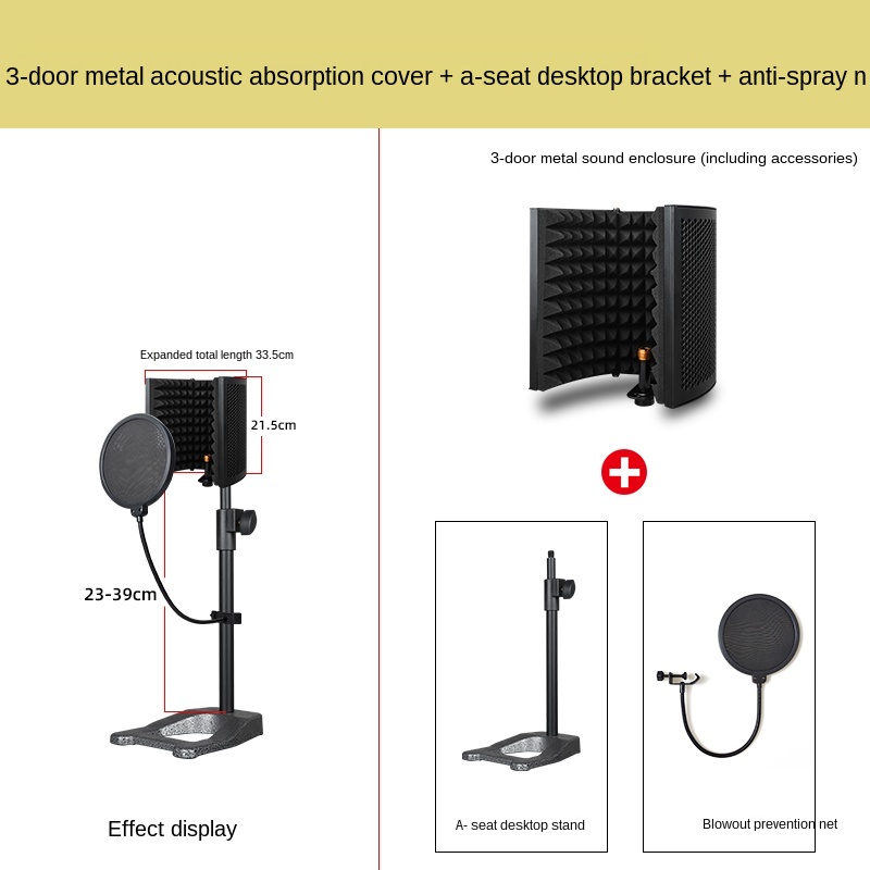 Recording Pop Filter - ฝาครอบไมโครโฟนแบบปรับได้ ป้องกันลม ป๊อปฟิลเตอร์ แบบพับได้ สำหรับไมโครโฟนสตูดิโอ บันทึกเสียง