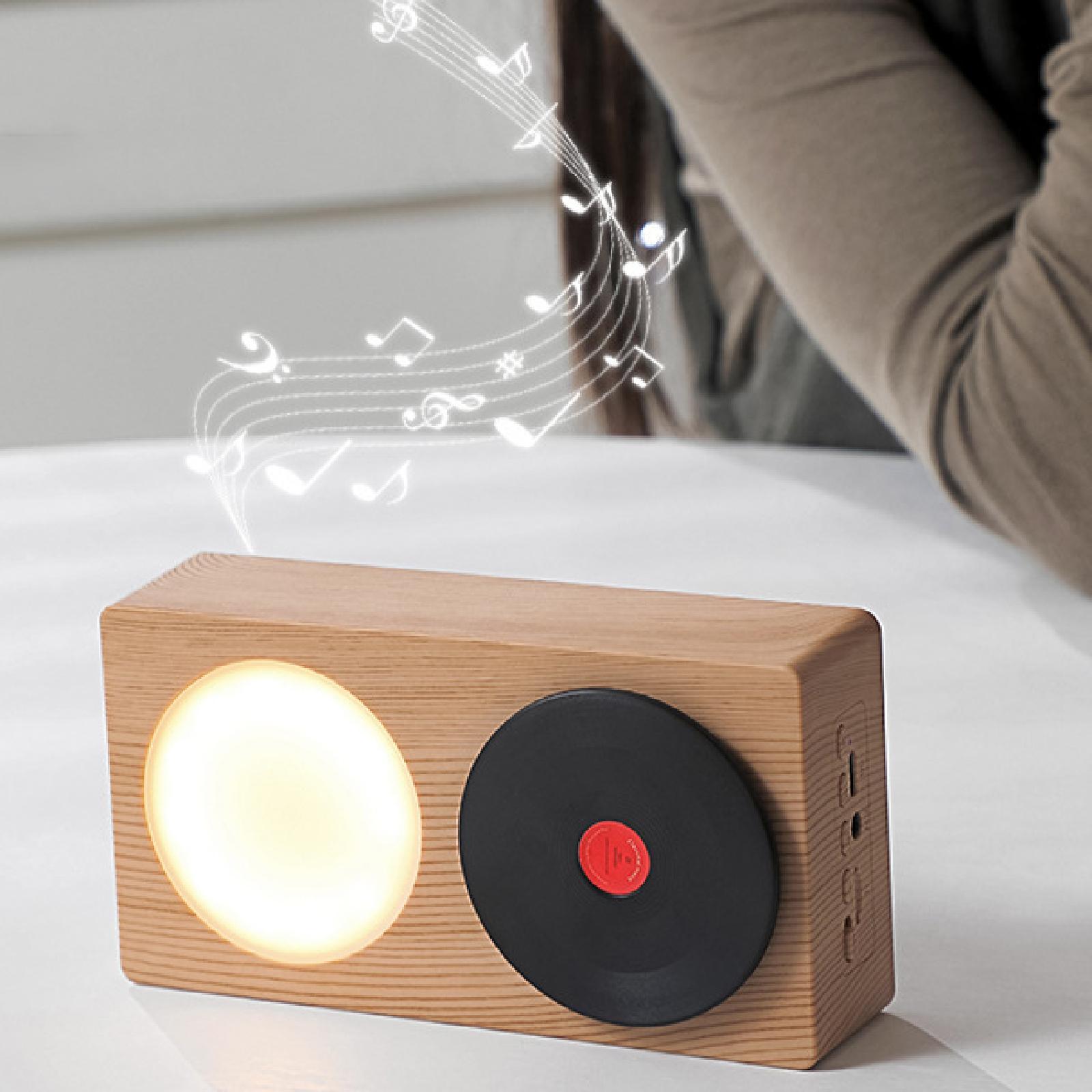 Audio Music Enhancer - ลำโพงบลูทูธพกพาขนาดเล็กคลาสสิก เสียงเบสหนักแน่น ชาร์จซ้ำได้ ฟังเพลงได้ พร้อมไฟกลางคืน สไตล์วินเทจ