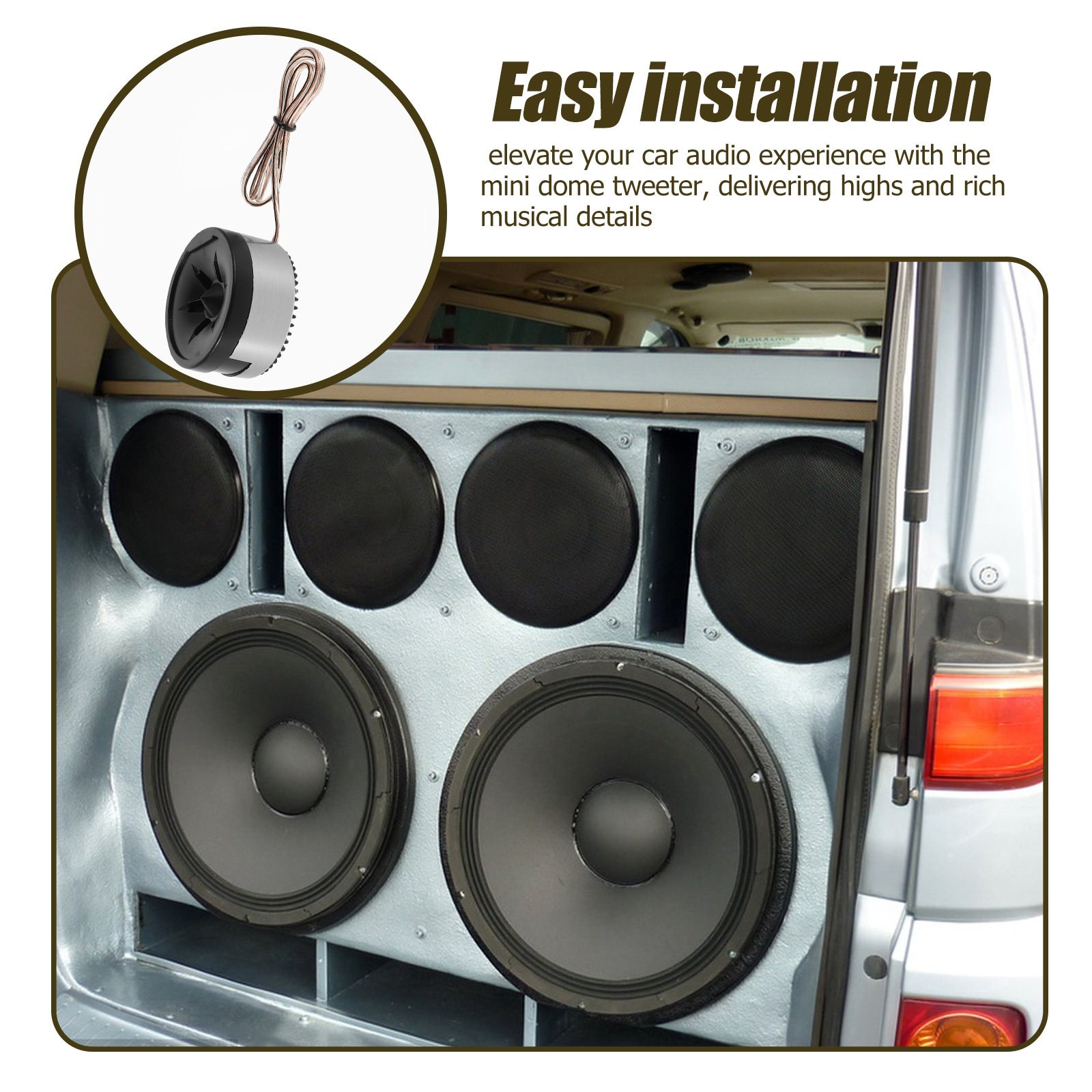 Audio Music Enhancer - ลำโพงทวีตเตอร์ขนาดเล็กสำหรับรถยนต์ 1 คู่ ลำโพงรถยนต์ประสิทธิภาพสูง ช่วยเพิ่มความคมชัดของเสียงเพลง ลำโพงรถยนต์สีดำ