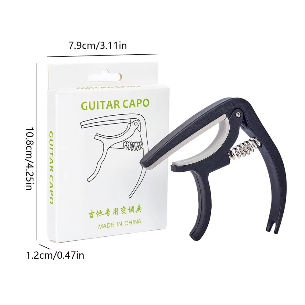 Guitar Capo Clip - คาโปกีตาร์พลาสติกแบบพกพาสำหรับอะคูสติกคลาสสิกกีตาร์ไฟฟ้าจูนนิ่งแคลมป์เครื่องดนตรีอุปกรณ์เสริมสีดำ