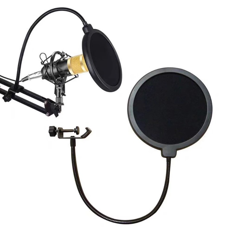 Recording Pop Filter - อุปกรณ์เสริมไมโครโฟน VIKEFON ตัวกรองเสียงแบบโลหะ ป้องกันลมเข้าไมโครโฟน ใช้ได้กับไมโครโฟนคอนเดนเซอร์สำหรับการบันทึกเสียงในสตูดิโอ