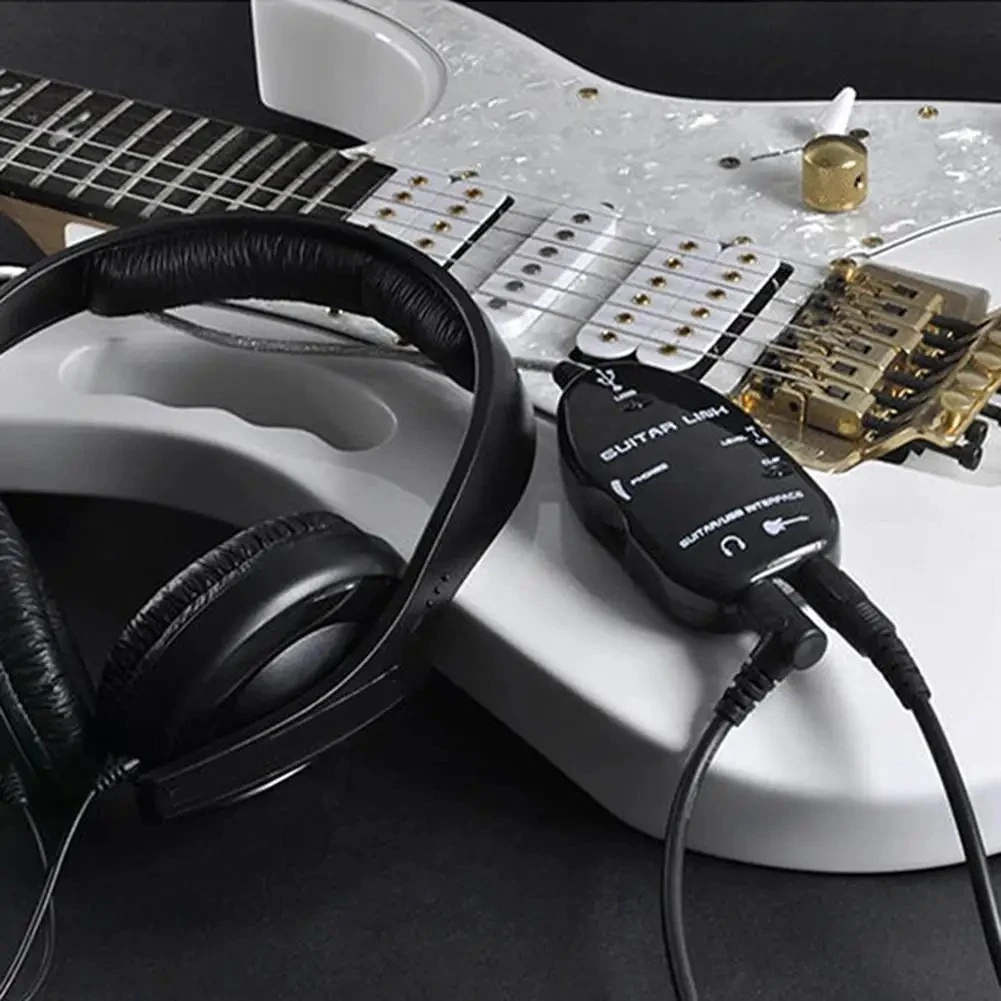 Audio Music Link - สายเชื่อมต่ออินเทอร์เฟซกีตาร์ไฟฟ้ากับ USB สำหรับบันทึกเสียงเพลง อะแดปเตอร์สำหรับพีซี สายเชื่อมต่อกีตาร์กับ USB