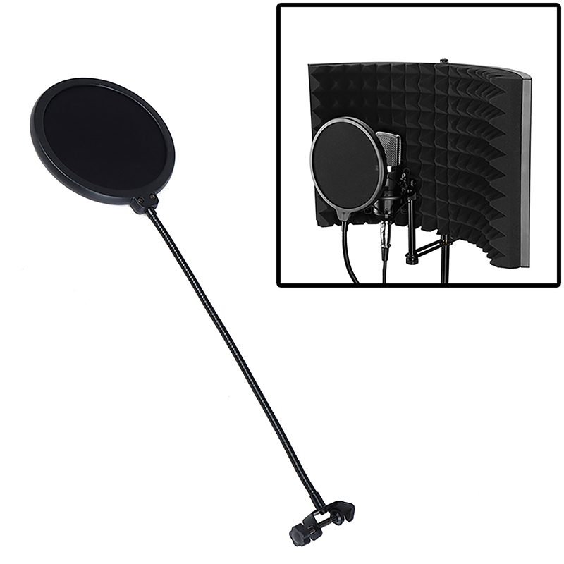 Recording Pop Filter - Mic Shield สําหรับการพูดอุปกรณ์บันทึกไมโครโฟนสตูดิโอสองชั้นตัวกรองป๊อปตัวกรองเสียงกระจกหน้ารถแบบยืดหยุ่น