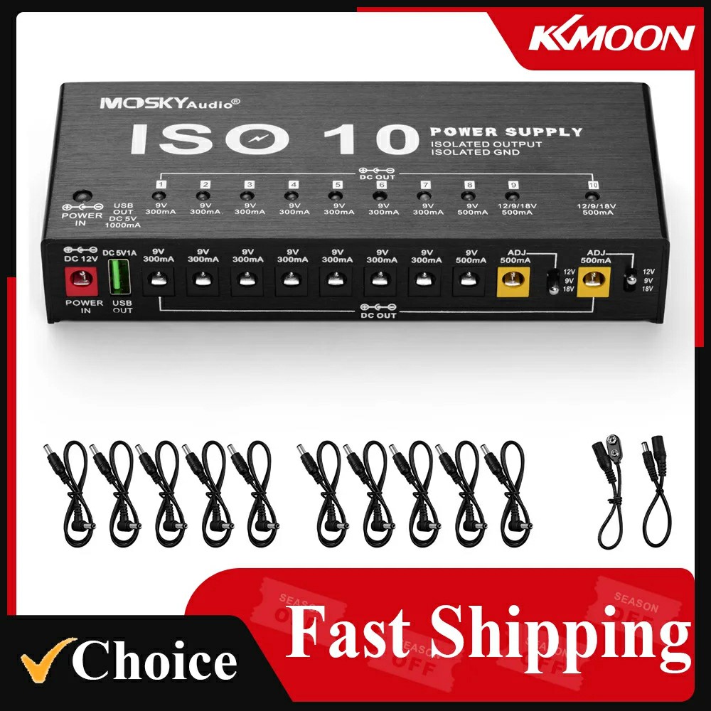 Looper Pedal Guitar - MOSKY ISO-10 กีตาร์แหล่งจ่ายไฟ 10 เอาต์พุต DC