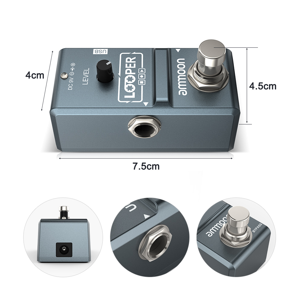 Ammoon AP-09เอฟเฟกต์กีต้าร์ไฟฟ - Looper Pedal Guitar บทวิจารณ์และราคา