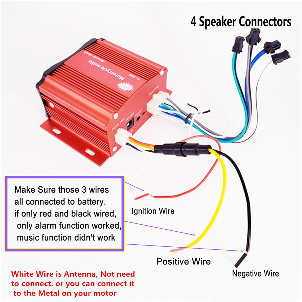 12V 4 ช่อง UTV ATV รถกอล์ฟรถจั - Audio Music Free Mp3 บทวิจารณ์และราคา